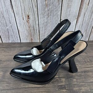 Christian Dior Sweet-D Black Patent Leather Slingback Pump Heels Women's Sz 10